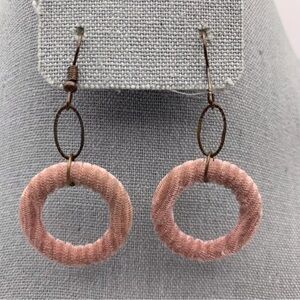 Vintage Mauve Pink Velvet Lux Circle Drop Earrings